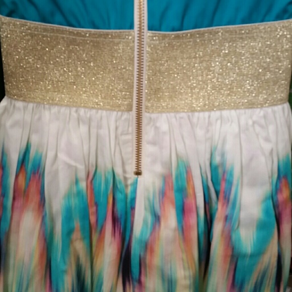 Zoe Ltd NWT Tween Girls Teal Gold Ivory Ikat Dress Size 12 NEW - Picture 5 of 6